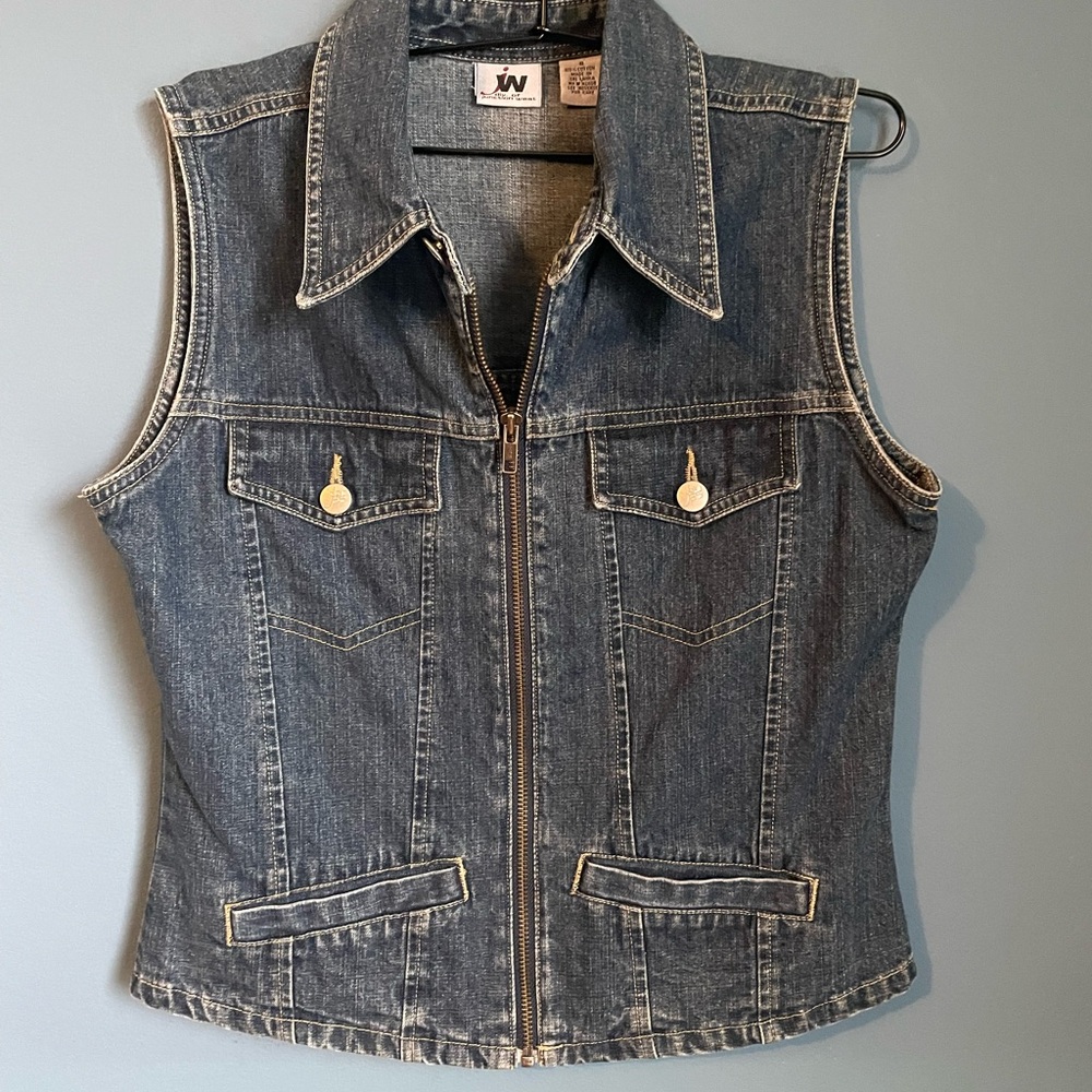 Denim Vest JW Division of Junction West Classic Style Zip Front EUC Size S